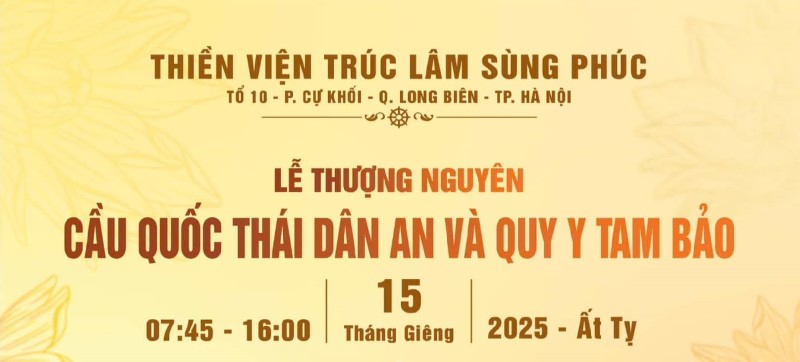 Mời Dự Lễ Tết Thượng Nguyên Và Quy Y Tam Bảo tại TVTL Sùng Phúc